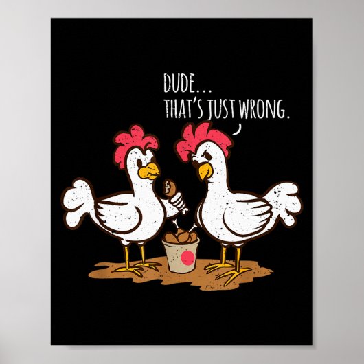 Poster Ailes de poulet de fast-food drôle de poulet frit (Devant)