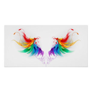 Poster Ailes fluffy arc-en-ciel