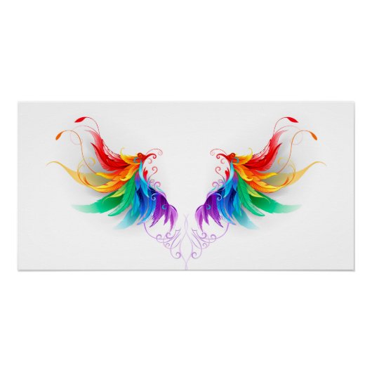 Poster Ailes fluffy arc-en-ciel (Devant)
