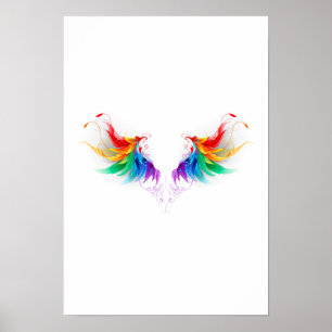 Poster Ailes fluffy arc-en-ciel