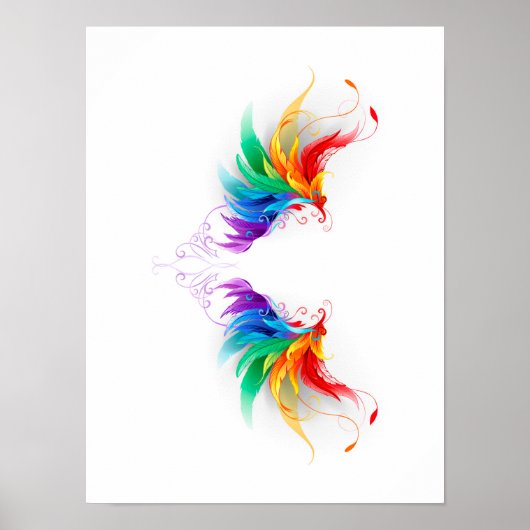 Poster Ailes fluffy arc-en-ciel (Devant)