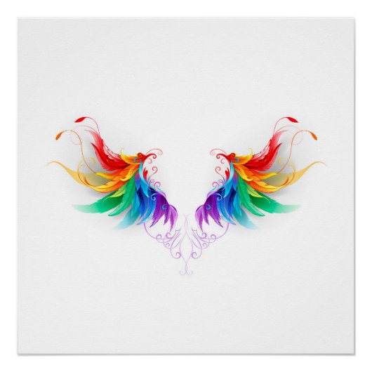 Poster Ailes fluffy arc-en-ciel (Devant)