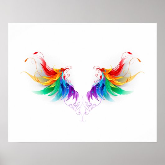 Poster Ailes fluffy arc-en-ciel (Devant)