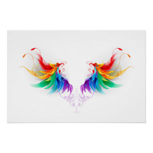 Poster Ailes fluffy arc-en-ciel