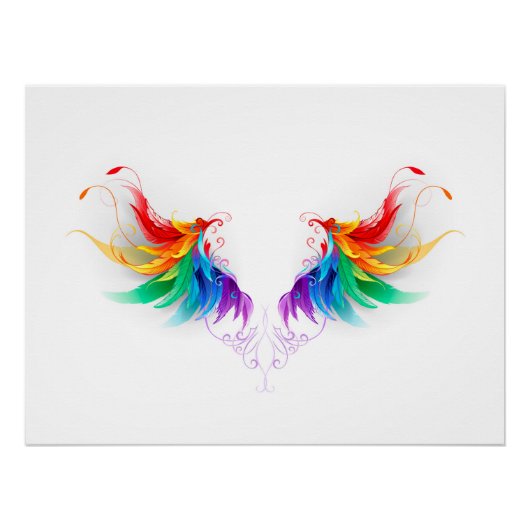 Poster Ailes fluffy arc-en-ciel (Devant)