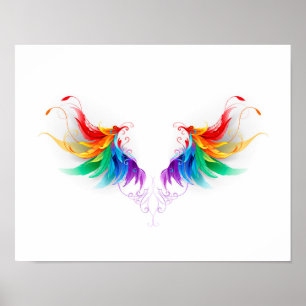Poster Ailes fluffy arc-en-ciel