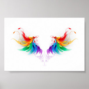 Poster Ailes fluffy arc-en-ciel