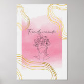 Poster Aimable Rappel Aquarelle & Line Art Hot Pink (Devant)
