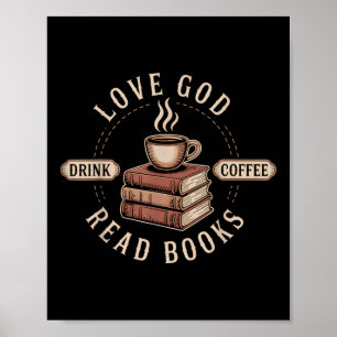 Poster Aime Dieu Bois du Café Lis des Livres Amoureux Vin