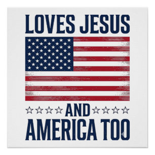 Poster Aime Jésus et l'Amérique aussi T-shirt chrétien pa