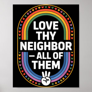 Poster Aime Ton Voisin Tous Retro Vintage Arc-en-ciel