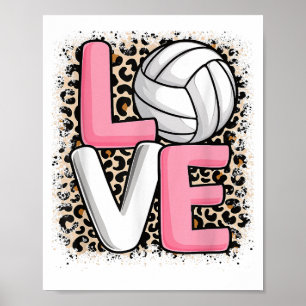 Poster Aime Volleyball Imprimé Léopard Femmes Filles Voll