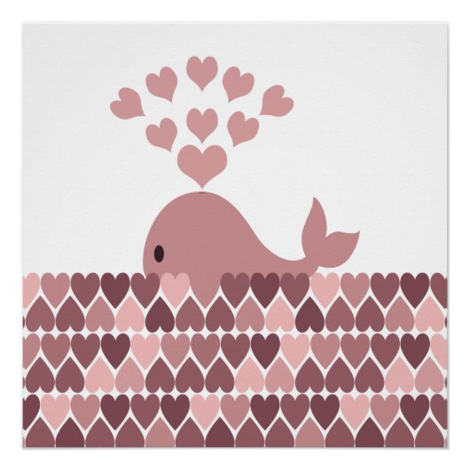 Poster Aimer baleine rose (Devant)