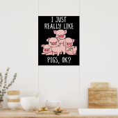 Poster Aimer Cochon Cadeau Femmes Cochon Cadeaux Porc Vin (Cuisine)