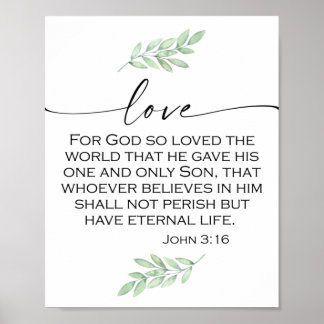 Poster Aimer la Bible Verse de Jean 3:16