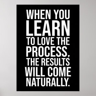 Poster Aimer Le Processus - Succès Hustle Gym Motivationn