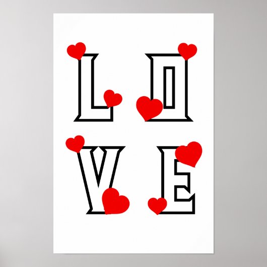 Poster AIMER les coeurs rouges (Devant)