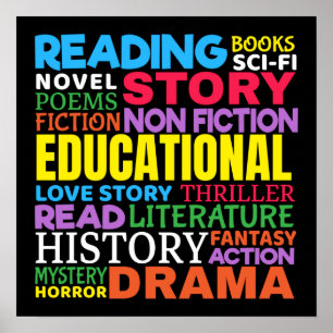 Poster Aimer lire des livres - Genre Word Art