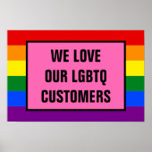 Poster Aimer nos clients gays LGBTQ Rainbow Pride Drapeau (Devant)