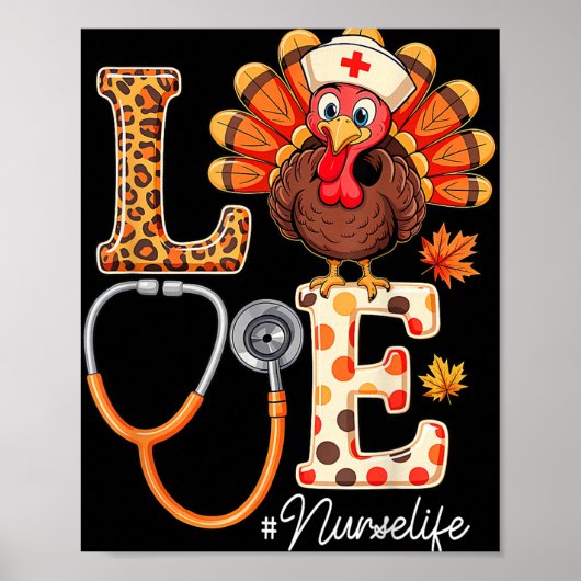Poster Aimer Turquie Thanksgiving Nurse Life Scrub d'auto (Devant)