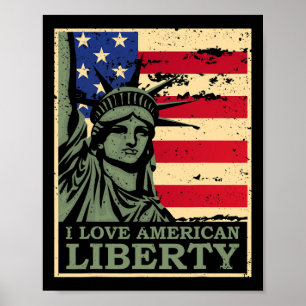 Poster Aimez La Liberté Américaine 4 Juillet Fête De L'In