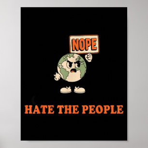 Poster Aimez la terre détestez les gens retro dessin anim