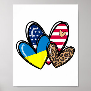 Poster Aimez l'Ukraine Drapeau américain américain Cœur L