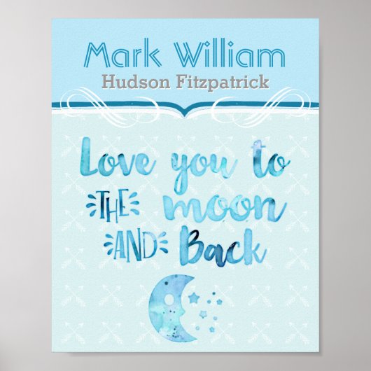 Poster Aimez-Vous À La Pépinière Bébé Bleu Lune (Devant)