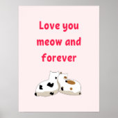 Poster Aimez-vous miow et pour toujours | Cats Valentines (Devant)
