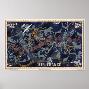 Poster Air France : Ciel tous de les de dans de De nuit