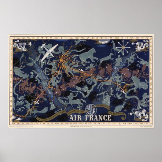 Poster Air France : De nuit et de jour dans tous les ciel (Devant)