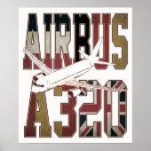 Poster Airbus a320 Jetliner. Vintage European Flags (Devant)