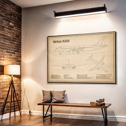 Poster Airbus A320 - Plan de dessin du plan directeur de