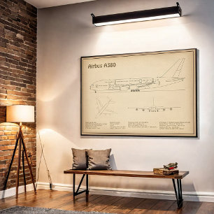 Poster Airbus a380 - Plan de dessin du plan directeur de 