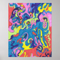"Aire de jeu sous-marine" Art Abstrait 16x20
