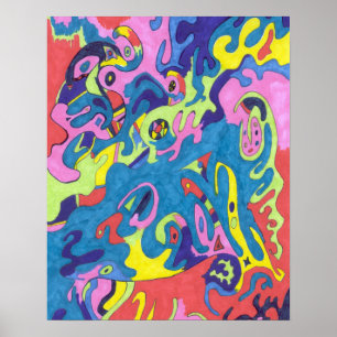 Poster "Aire de jeu sous-marine" Art Abstrait 16x20