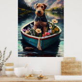 Poster Airedale Dog on a Paddle : Une aventure Pittoresqu (Cuisine)