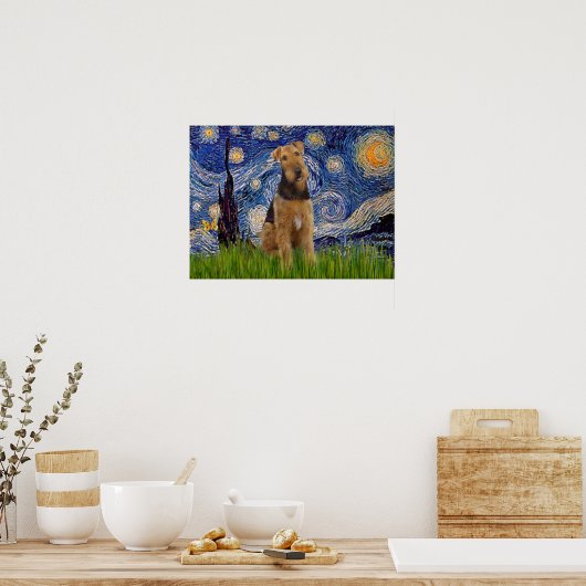 Poster Airedale Terrier (#1) - Nuit étoilée (Cuisine)