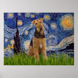 Poster Airedale Terrier (#1) - Nuit étoilée