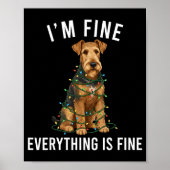 Poster Airedale Terrier Christmas I'm Fine Everything Is (Devant)