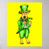 Poster Airedale Terrier St. Patrick's Day Leprechaun (Devant)