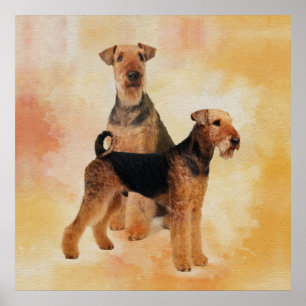 Poster Airedale Terriers Digital Art