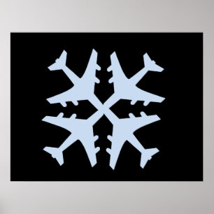 Poster Airplane Snowflake