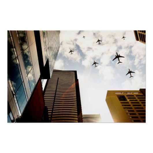 Poster Airplanes flying (Devant)