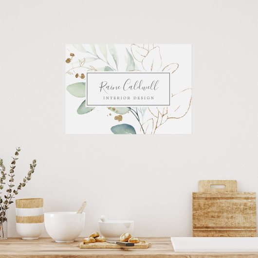 Poster Airy Green et Gold Leaf (Cuisine)