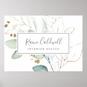 Poster Airy Green et Gold Leaf