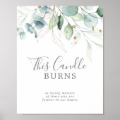 Poster Airy Greenery Candle Burns Wedding Memorial Sign (Devant)