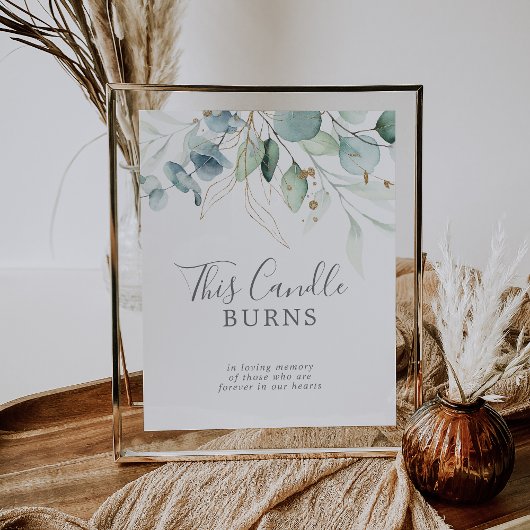 Poster Airy Greenery Candle Burns Wedding Memorial Sign