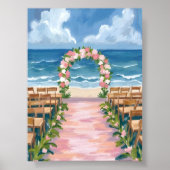 Poster Aisle de mariage de plage Aisle Floral Aquarelle (Devant)