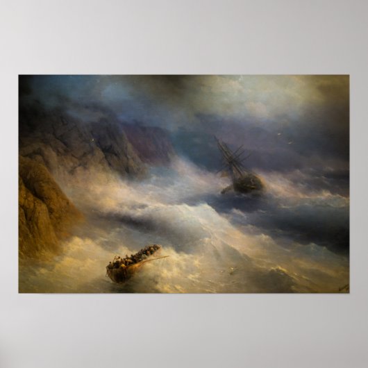Poster Aivazovsky - Bateaux dans la tempête (Devant)